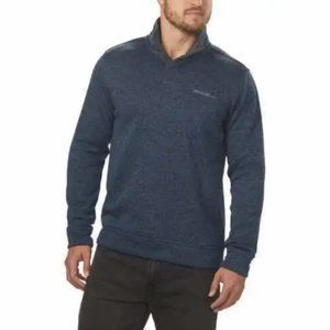 Eddie Bauer Men’s Large Radiator Fleece Pullover 1/4 Snap Front Top Navy Heather